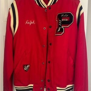 Polo Ralph Lauren Red Varsity Jacket Large NWT RARE